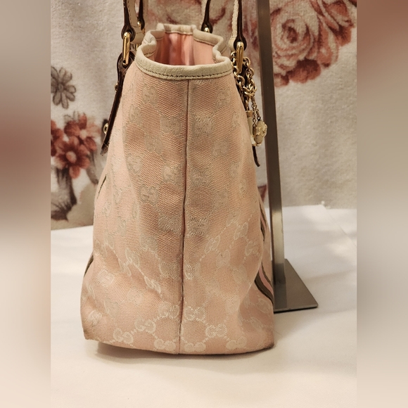 Gucci Pink GG Canvas & Leather Mini Jolicoeur Web Tote Vintage Gucci Sherry Line - Picture 3 of 10